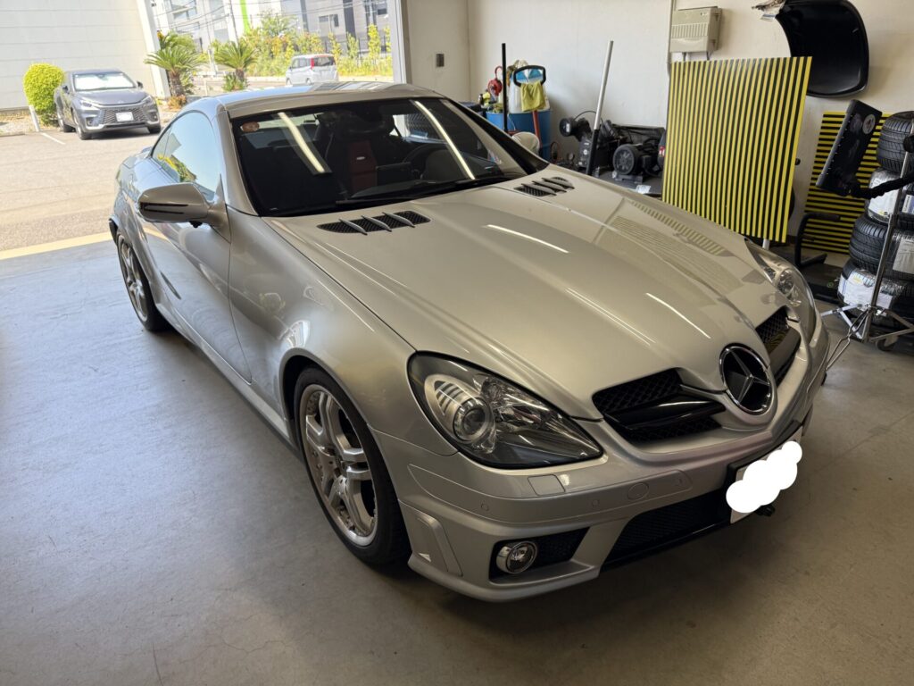 メルセデスベンツSLK55の運転席ドアのヘコミをデントリペア