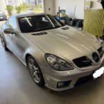 メルセデスベンツSLK55の運転席ドアのヘコミをデントリペア